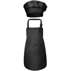 ccHuDE 2 Pcs Kids Chef Apron Hat Children Cooking Apron Adjustable Baking Apron Child Painting Aprons for Toddler