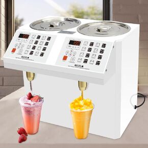 KELELM Automatic Fructose Dispenser,16L Commercial syrup dispenser，Stainless Steel Fructose Quantitative Machine w/Double Fructose Outlets for Boba Milk Tea Bubble Tea,760W