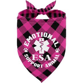 Dog Bandana, Emotional Support Animal Dog Bandana, Dog Scarf Classical Plaid Printing, Dog Scarf Accessories, Dog Bandana Pet Scarf, ESA Pet Scarf, Pet Scarf Accessories, Dog Bandana Gift (I17)