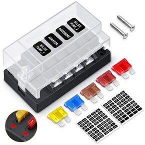 ELECTOP Upgraded 4 Way Blade Fuse Block Fuse Box with Single Positive Line Power Inputs, 4 Circuit Fuse Holder ATC/ATO Fuse Block Panel with LED Indicator for 12V/24V Car Truck Boat Marine