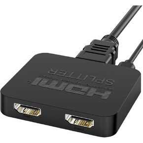 J&D HDMI Splitter, 1 in 2 Out, 4K, with HDMI Cable, USB-Micro Cable, for PS4 Xbox, Duplicate/Mirror Only, 3840 x 2160 4k/30hz, AWG26, 12m Input & 20m Output, External Power Adapter Supported