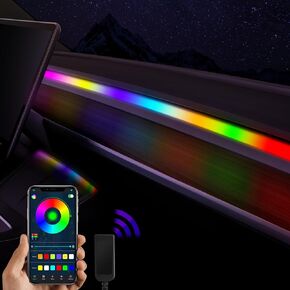 أضواء نيون XINTUO لطراز Tesla 3 Model Y 2023-2020 RGBIC أضواء شريط LED متغيرة اللون للوحة القيادة مع التحكم في التطبيق لملحقات Tesla Model 3 Model Y 2023-2020 in Kuwait