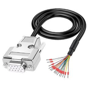 ANMBEST DB15 VGA Solderless Breakout Connector with 5Ft 24AWG Replacement Cable, Metal Shell 3+9 DB15 3Row Serial Plug to 15-Pin Port Terminal Male Adapter Connector Breakout Board