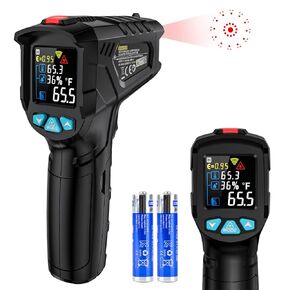 MESTEK Infrared Thermometer Temperature Gun, -58℉~1472℉, Digital Laser Thermometer Gun for Cooking, Pizza Oven, Grill & Engine, IR Thermometer Temp Gun with Adjustable Emissivity & Humidity Measure