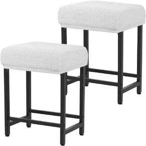 Levoberg Bar Stool Cover Rectangle Stretch Counter Height Barstool Slipcovers Rectangular Vanity Stool Cover Kitchen Counter Saddle Seat Cover for Wooden Metal Bench Set of 2 Beige