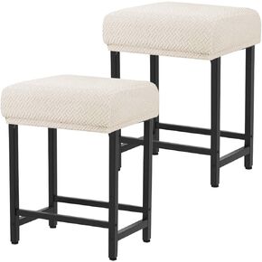 Levoberg شريط البراز غطاء مستطيل تمتد مكافحة ارتفاع البراز أغطية مستطيلة الغرور غطاء البراز المطبخ غطاء مقعد السرج لمقعد معدني خشبي مجموعة من 2 البيج