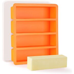 Silicone Butter Mold Tray with Lids, OHOLA Non-Stick Butter Maker Fits Standard Butter Size, Great For Butter, Chocolate, Energy bar and Homemade Cake (1Pack, Stylish Orange Color)