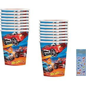 amscan Hot Wheels Birthday Party Supplies Bundle Pack includes Party Paper Cups - 16 Cups