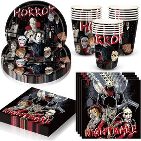 Horror Movie Birthday Party Supplies Horror Movie Party Favors Tableware Includes Cups Plates Napkins for Halloween Decor in Kuwait