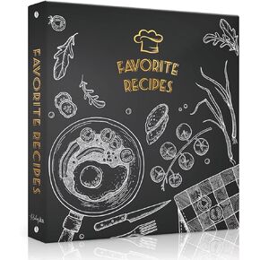 Recipe Binder 8.5x11 3 Ring, Recipe Book to Write in Your own Recipes, Full Page Recipe Binder with Plastic Sleeves, Blank Recipe Cards and Dividers (Blackboard Painting)