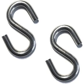 US Stainless 2 Pieces Stainless Steel 316 Straight S Hook 1/4" (6mm) Marine Grade