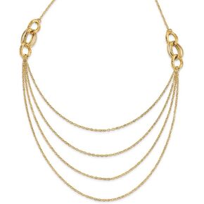 Diamond2Deal Gift for Mothers Day 14k Yellow Gold Four Layer Rope Chain Necklace