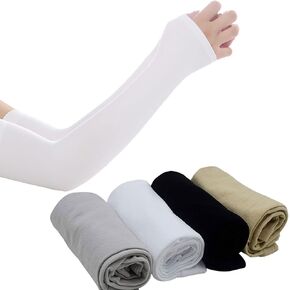 Dogxiong 4 Pairs UV Sun Protection Arm Sleeves for Men Women Tattoo Cover Cooling Sleeves for Outdoor Fishing Campping Football