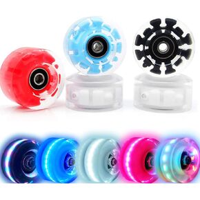 Light up Roller Skate Wheels 78A 32 x 58mm, Luminous Skate Wheels replacement 2 Pack for Indoor or Outdoor Double Row Skating and Skateboard