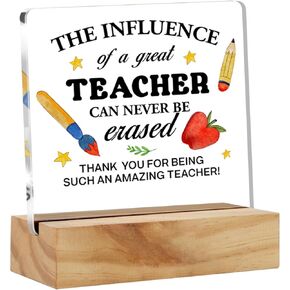 Teacher Appreciation Gifts From Students, Teacher Thank You Gift, Teacher Quote Clear Acrylic Sign with Wood Stand Table Sign Decoration