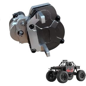 علبة تروس مركز نقل المعادن RC مع ترس لـ FMS FCX18 LC80 1/18 RC قطع غيار السيارات الزاحفة علبة نقل كاملة لملحقات FMS FCX18 (فضي)