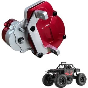 RC Metal Transmission Center Gearbox Case with Gear for FMS FCX18 LC80 1/18 RC Crawler Car Upgrades Parts Complete Gearbox Transmission Case for FMS FCX18 Accessories (Red)