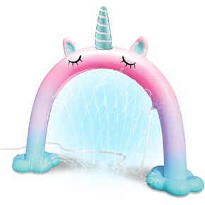 Splash Buddies Sprinklers for Yard – Colorful Inflatable Sprinkler Arch for Kids – Easy and Quick Inflation – Requires Hose Attachment – Perfect for Summertime, Outdoor Play (Unicorn)