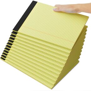 12 Pack Yellow Legal Pads 8.5 x 11.75 College Ruled Yellow Note Pad Narrow Ruled 30 Sheets Notepads Perforated Writing Pad Clear Print 8x11 Legal Pads Pads of Paper
