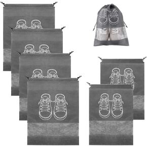 Thinp 6 Pcs Shoe Bags for Travel,Shoe Bag Non-Woven Drawstring Travel Shoe Bag with Transparent Slot Portable Shoe Storage Bags Dust-proof Drawstring Shoe Bags for Daily and Travel Use(Grey) in Saudi Arabia