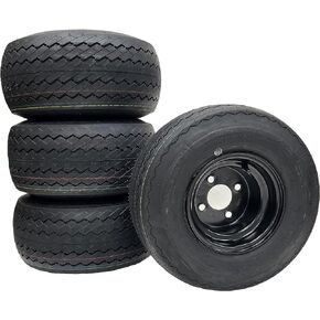 eCustomRim 18x8.50-8 Golf Cart Tire Rim Assembly 8x7 Black Wheel (Set of 4) Fits EZGO Club Car Lawn Mower