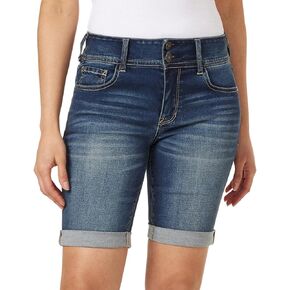 WallFlower Women's Ultra Denim Bermuda Shorts 9" Mid-Rise Insta Soft Juniors (Available in Plus Sizes)