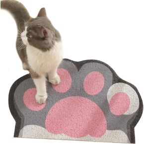 QWINEE Cat Litter Mat Litter Trapping Mat Paw Print Floor Door Mats Kitty Litter Box Mats Feeding Accessories Anti Slip, Low Profile, Easy to Clean Multicolor 16X 24Inches