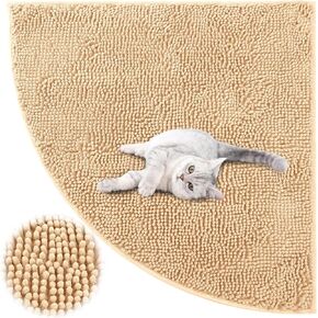 Corner Cat Litter Mat 31"x 31" Kitty Litter Box Trapping Mat Large Waterproof Corner Rug Non Slip Litter Box Mat, Traps Mess and Litter from Box, Easy Clean, Machine Washable (Dark Gray)
