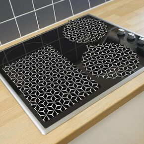 Fourmor Induction Cooktop Protector Mat - Glass fiber silicone pad, thermal conductive and oil resistant pad (Magnetic) Electric Stove Burner Covers 3 packs with different size combinations