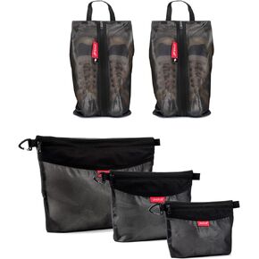 pack all Bundle | Water Resistant 2 Pcs Shoe Bag & 3 Pcs Zipper Pouch Set for Travel, Home, Outdoor