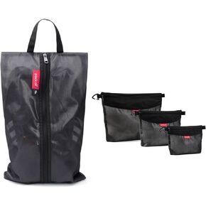 pack all Packing Organizers Bundle | 1 Dual Pocket Shoe Bag (Plus-Black) & 3Pcs Zipper Pouch Set (Black)