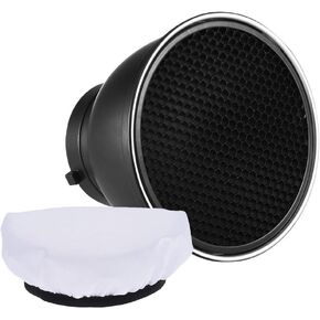 Andoer 7" Standard Reflector Diffuser Lamp Shade Dish with 60° Honeycomb Grid for Bowens Mount Studio Strobe Flash Light Speedlite (with Soft Cloth)
