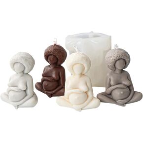 Xidmold Pregnant Woman Silicone Candle Mold, 3D Pregnant Mom Silicone Mold for Fondant, Cake Decorating, Chocolate, Soap, Soy Wax Candle, Resin Art