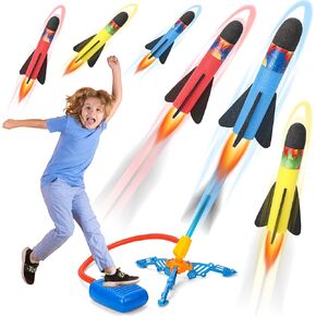 Funwee Toy Rocket Launcher للأطفال، ستومب إلى صاروخ رغوي ومنصة إطلاق الهواء القفز، متعة في الهواء الطلق والأنشطة الخارجية لعبة رياضية هدية عيد ميلاد فكرة هدية للأطفال الأولاد والبنات طفل صغير سن 3 سنوات فما فوق