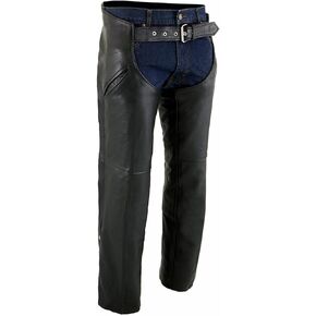 Milwaukee Leather Chaps for Men's Black Naked Leather Snap Out Thermal Lined - Slash Pocket Motorcycle Chap- ML1103
