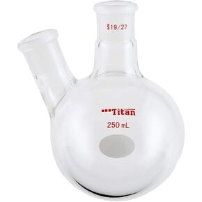 Glass 50ml Heavy Wall 2 Neck Round Bottom Flask, with 19/22 Center and Side Standard Taper Outer Joint - 50ml in Kuwait