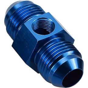 Black -3 AN Male to AN3 Male Flare Union Coupler Aluminum Fitting Adapter with 1/8" Npt Pressure Port