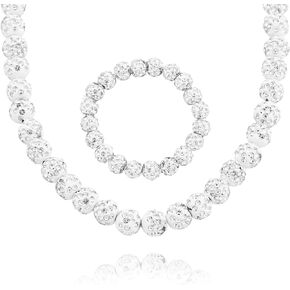 LKingel Bling Baseball Beads Necklaces Rhinestone Disco Ball Bead Necklace Bracelet Set Bling Ice Collection Necklace Stylish Sports Crystal Beads Accessories