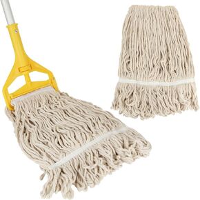 ZOFORTY Commercial Cotton Mop for Floor Cleaning, Looped-End String Wet Mop with Extra Mop Heads Replacement, Heavy Duty Industrial Commercial Mop with 59 inch Aluminium Alloy Pole