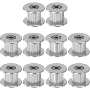 HARFINGTON 10pcs 2GT Idler Pulley 16 Teeth 3mm Bore 13mm Dia. Aluminum Timing Belt for 6mm Width Belt 3D Printer CNC Machine Accessories, Silver Tone