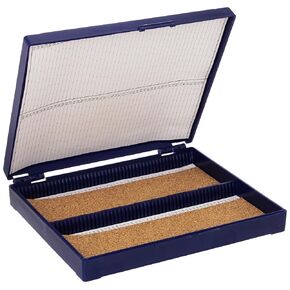 Globe Scientific 513079B ABS Plastic Cork Lined Slide Storage Box for 100 Slides, Blue