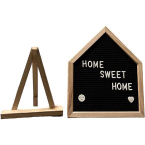 Home Shape Felt Letter Board Baby Announcement Sign with Oak Tree Wood and Changeable Felt Letters - Perfect for Pregnancy Announcement, Birth Announcement, and First Day of School Board