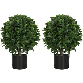 Gonuien 20" Outdoor Evergreens in Outdoor Artificial Shrub Potted Plant Plant for Indoor Porch of Home and Office 2 Pieces a Set Topiary Trees Faux Boxwood