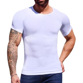 Daytain Mens Compression Shirt Men Shapewear Slimming Body Shaper Gynecomastia Tummy Control Workout Tank Tops Undershirt