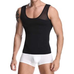 HANERDUN Mens Slimming Shirt Body Shaper Vest Compression Shirt Shapewear Hide Gynecomastia Slimming Vest