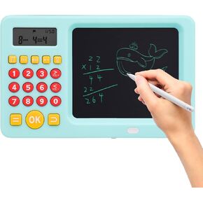 WOZADU Math Games for Kids Ages 5 6 7 8, LCD Writing Tablet for Kids Educational Math Learning Games, Birthday Gifts for Boys Girls (Blue)