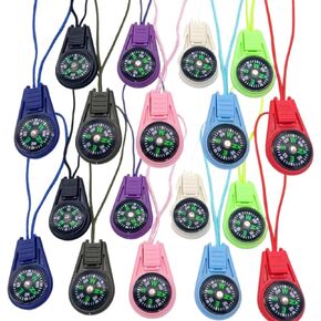 100 Pack Colorful Mini Compasses for Camping Hiking Outdoor and Scout Adventures Bulk Compass Cord Pocket Sized Party Favors