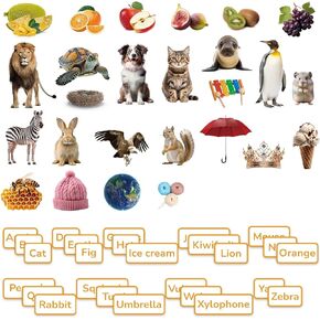CHEFAN Felt Flannel Board Story Pieces, Precut Flannel Figures Graph Animals, Fruits, Object with Words Matching Games for Preschool Toddlers 52 Pcs