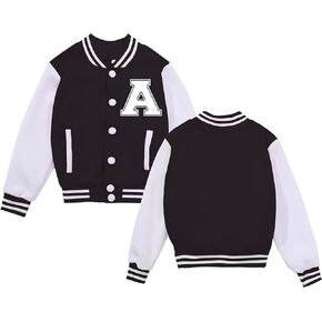 BAICAIYU Kids Baseball Jackets Boys and Girls Varsity Coat Buttons Cardigan Letter Sport Letterman School Jacket