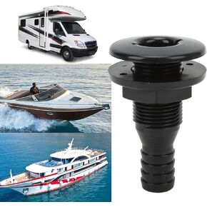 Qiilu Thru hull fitting 3/4 Boat Through Hull Connector 3/4in ABS Plastic Hose Coupling Drain Outlet Accessory(black)